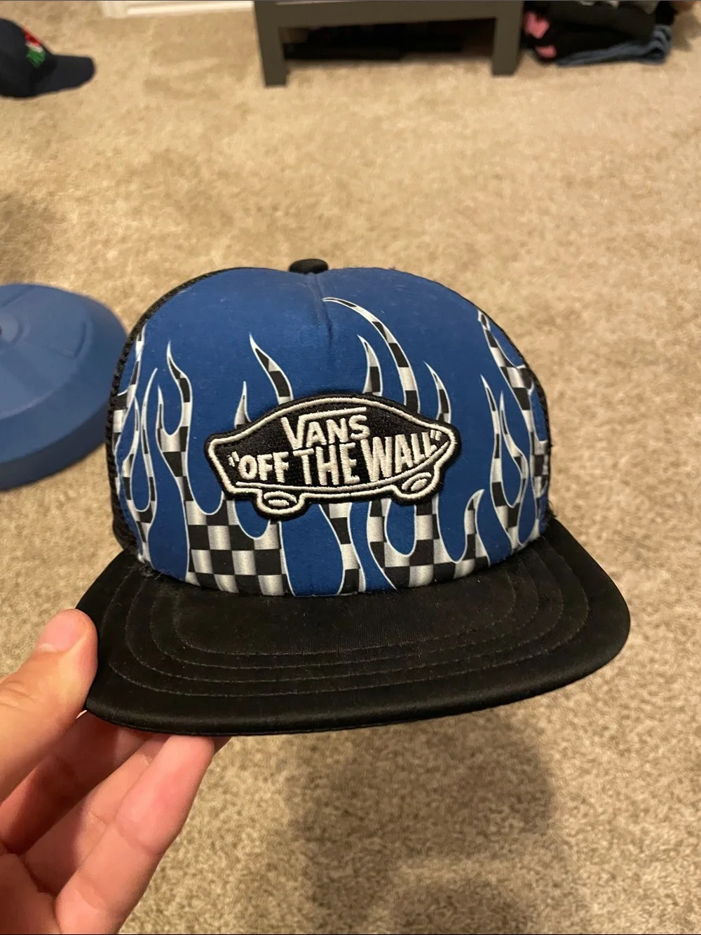 Vans Blue Flame Checkerboard Snapback Hat